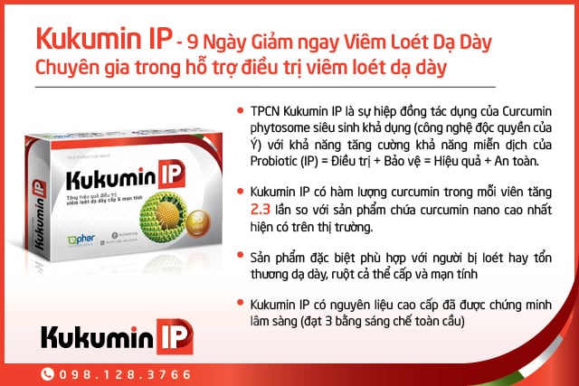 viêm loét dạ dày có nguy hiểm không, Kukumin IP, viem loet da day, phytossome, curcumin, Kukumin IP 9 ngay giam ngay viem loet da day
